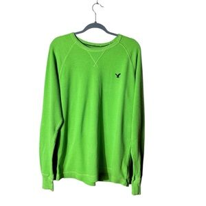 Vtg Y2K American Eagle Mens Thermal Shirt XL Outdoors Long Sleeve Green Cotton